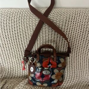 Fossil Multicolor Crossbody Bag with Brown Strap